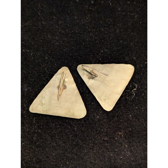 Vintage Pyramid All Seeing Eye Silver Tone Wire Earrings - Picture 2 of 3